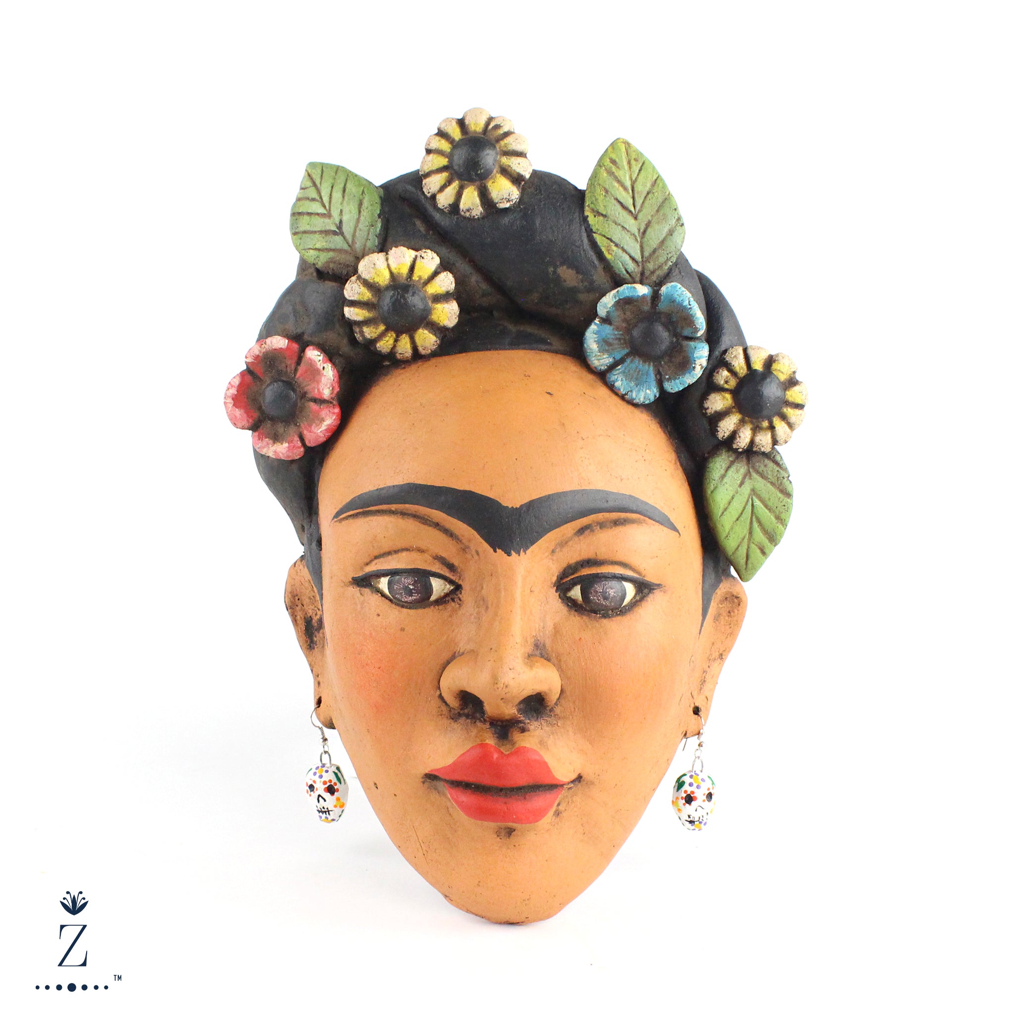 Frida Kahlo Mask | Tropical. Ceramic wall hanging sculpture