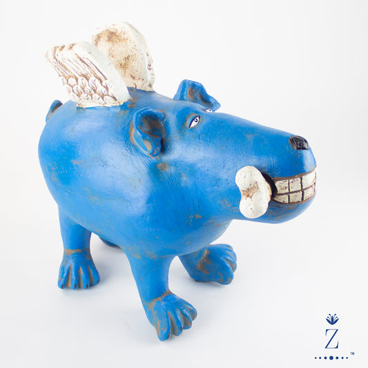 Blue Angel Doggie Sculpture