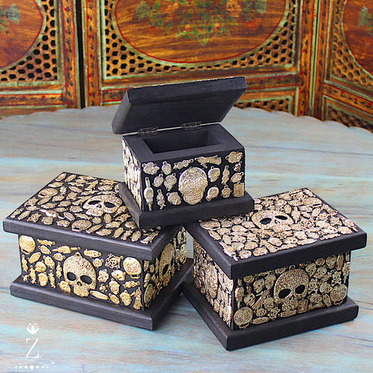 Miracle Box | Decorative jewelry box Embellished with Milagros Day of the Dead Edition