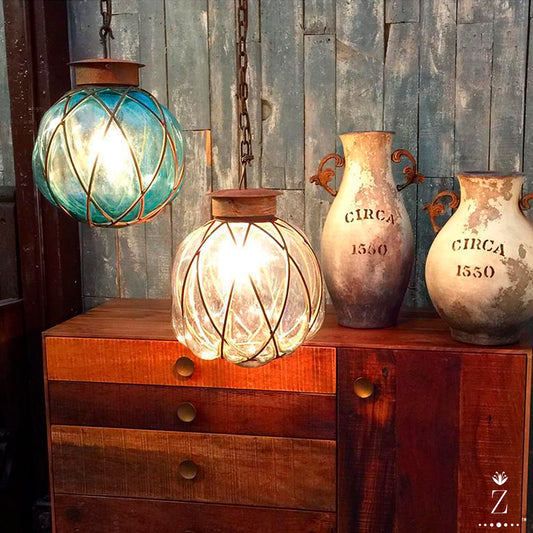 Blown Glass Pendant Light  Granda Pendant Lamp, Aqua – Zenwaro