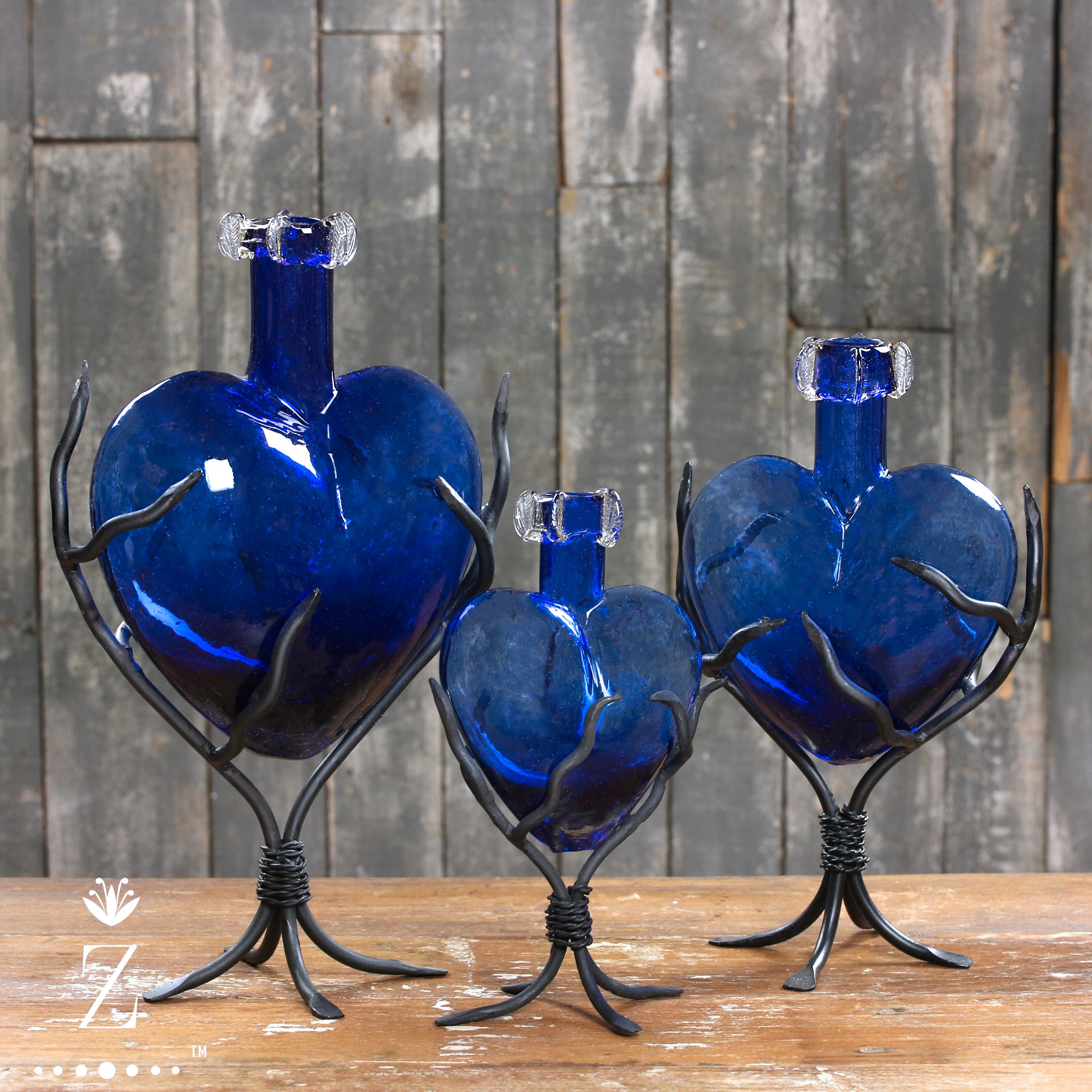 Divine Glass Hearts | Cobalt Blue
