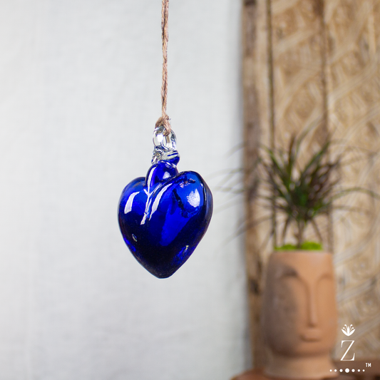 Vestige Heart, Cobalt Glass. Small glass heart ornament.