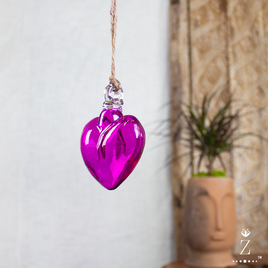 Vestige Heart, Pink Glass. Small glass heart ornament.
