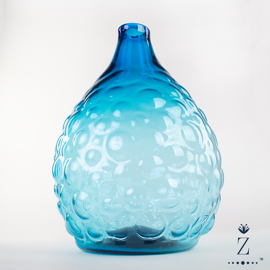 Gota Jug, Giant Hand blown Glass Vase. Aqua Blue