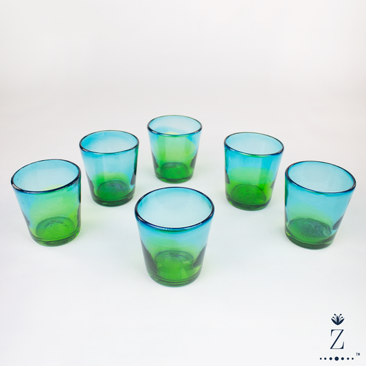 Blown Glass Tumbler set | Lime / Aqua