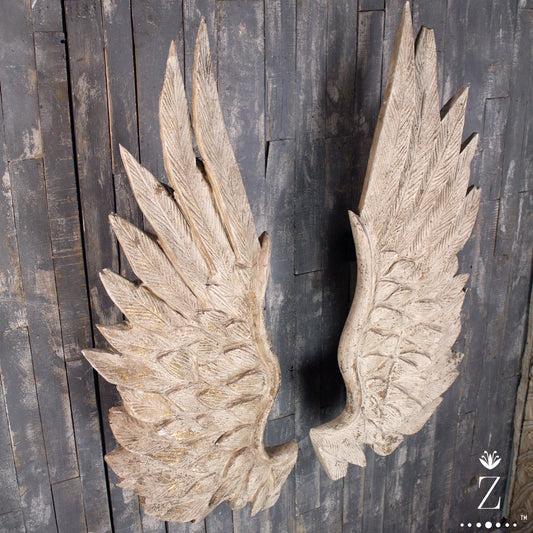 Vintage Carved Wings, Sculptural Wall Art